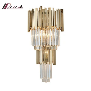 golden wall lights with k9 crystal stainless steel or  iron frame sconce