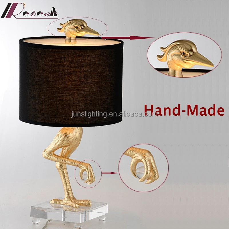 Hot Design Special Design Animal Shape Crane Artistic Gold Table Lamps