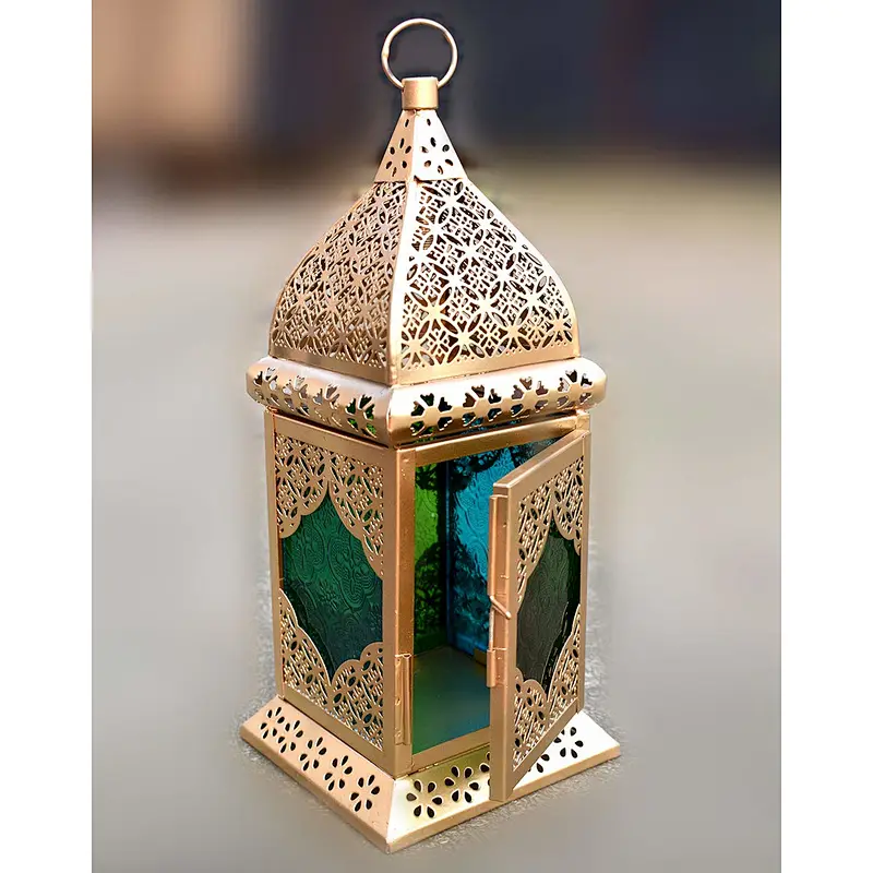 Simple restaurant atmosphere Islamic style iron table lamp custom hotel glass Moroccan table lamp