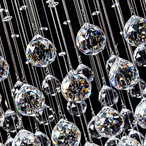 Modern Spiral Beaded String Hanging Luxury  K9 Crystal Chandelier Pendant Lighting
