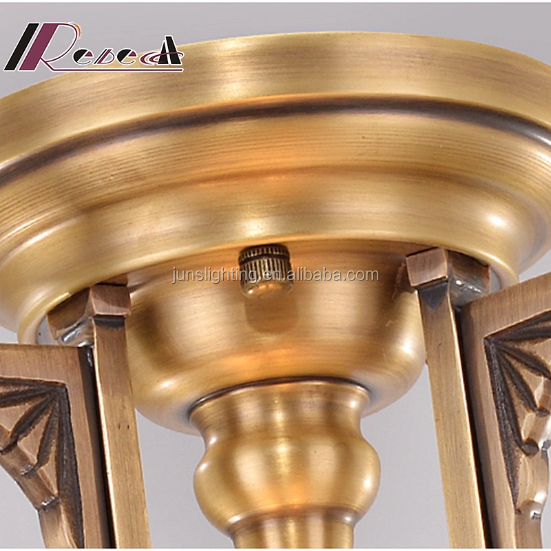 Classic Retro Glass Shade Iron Chandelier Pendant Lamp for Villa