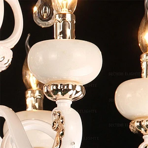 Luxurious White Marble Candle Crystal Chandelier Pendant Lamp for Villa