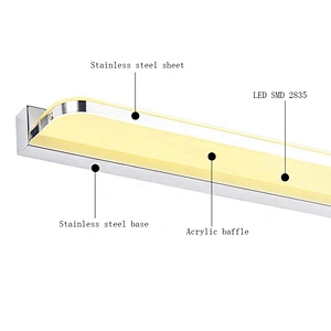 Modern stainless steel led wall lamp bathroom bedroom makeup  vanity mirror light