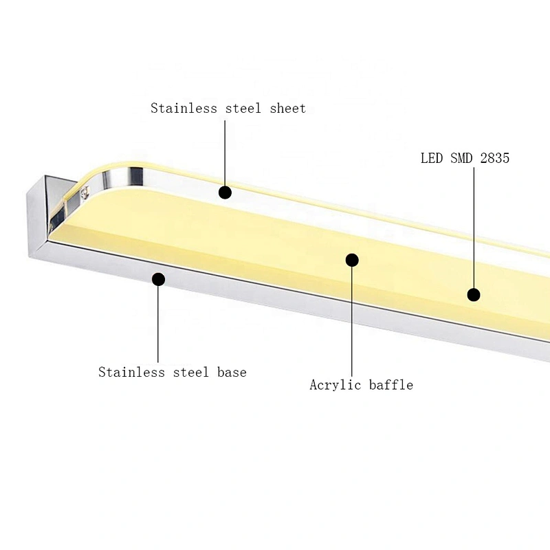 Modern stainless steel led wall lamp bathroom bedroom makeup  vanity mirror light