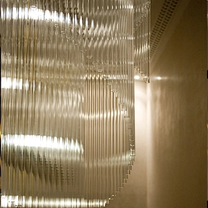 Modern hanging stairwell long spiral luxury white crystal chandelier light