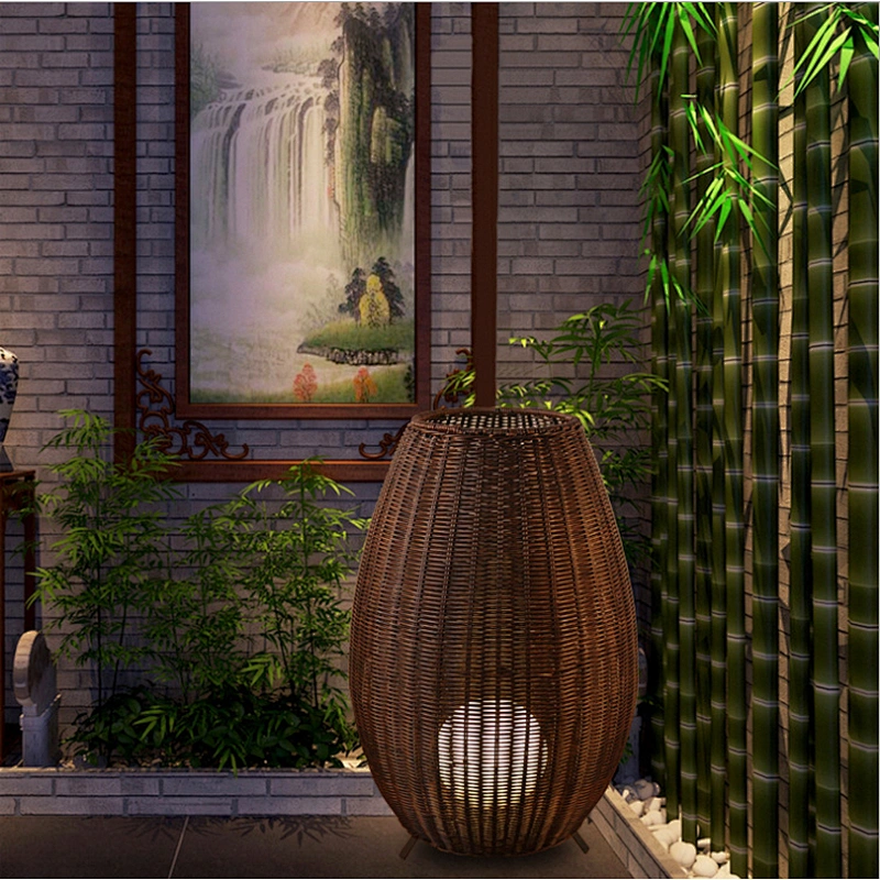 Modern unique hotel Living room bedroom rattan standing table floor lamp