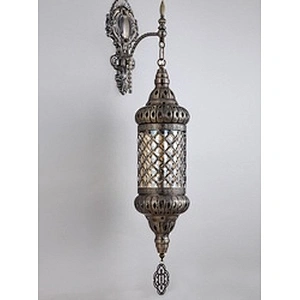 Single Head Glass Lampshade Restaurant Wall Light, Handmade Iron Hotel Atmosphere Hollow Wall Light E27 15W