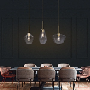 Modern dining room glass chandelier dining room table industrial style coffee shop western restaurant lamp aluminum light