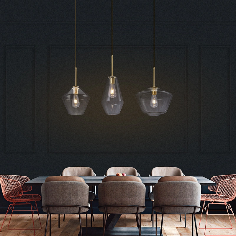 Modern dining room glass chandelier dining room table industrial style coffee shop western restaurant lamp aluminum light