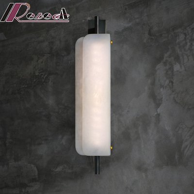Modern Marble Wall Lamp All Copper Living Room Background Wall Lights Simple Luxury Bedroom Bedside Lamps