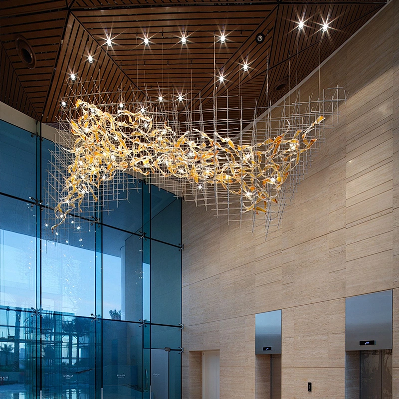 Customizable Modern design decoration project big hotel lobby art stained glass Chandelier