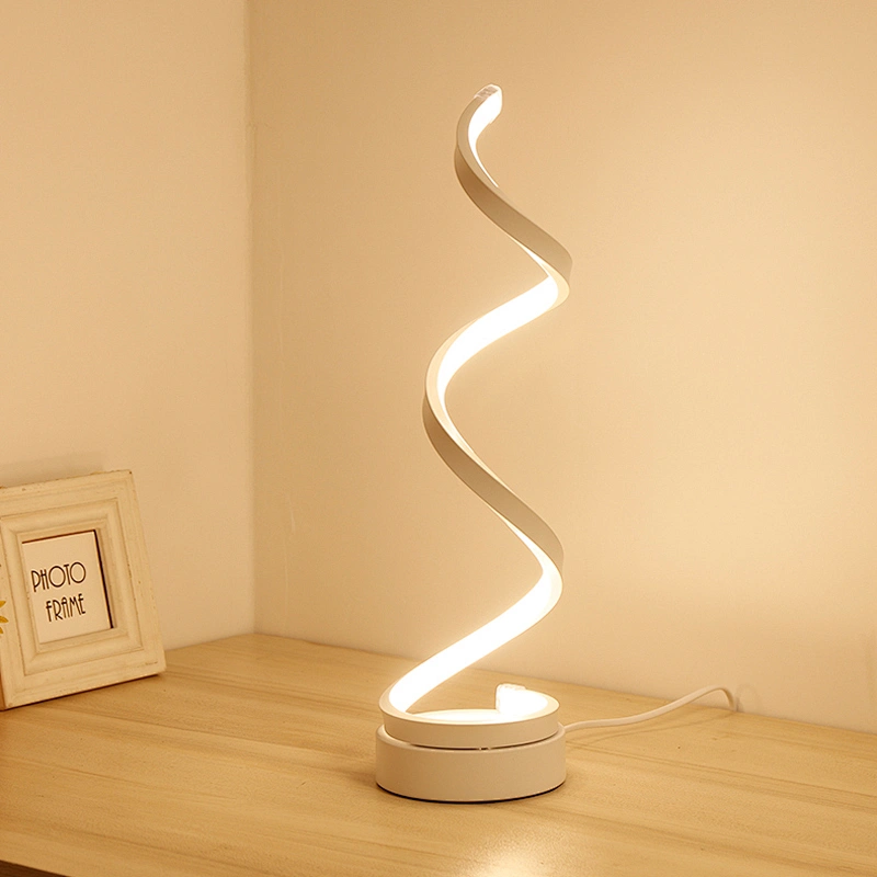 Modern creative bedside spiral night led reading desk light table lamp