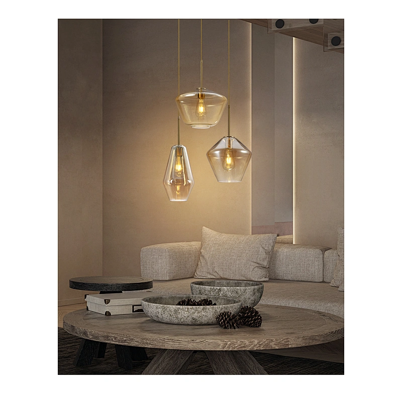 Modern dining room glass chandelier dining room table industrial style coffee shop western restaurant lamp aluminum light