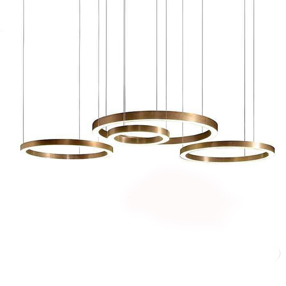 Circle Round Plating Gold Pendant Light Dining Room Metal Modern Chandelier European Iron Brass 80 Project Installation 110-240V