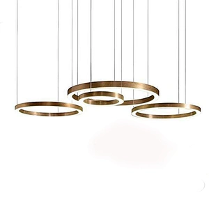 Circle Round Plating Gold Pendant Light Dining Room Metal Modern Chandelier European Iron Brass 80 Project Installation 110-240V