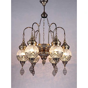 Featured glass lampshade hotel chandelier handmade iron hollow chandelier Morocco style chandeliers&pendant lights