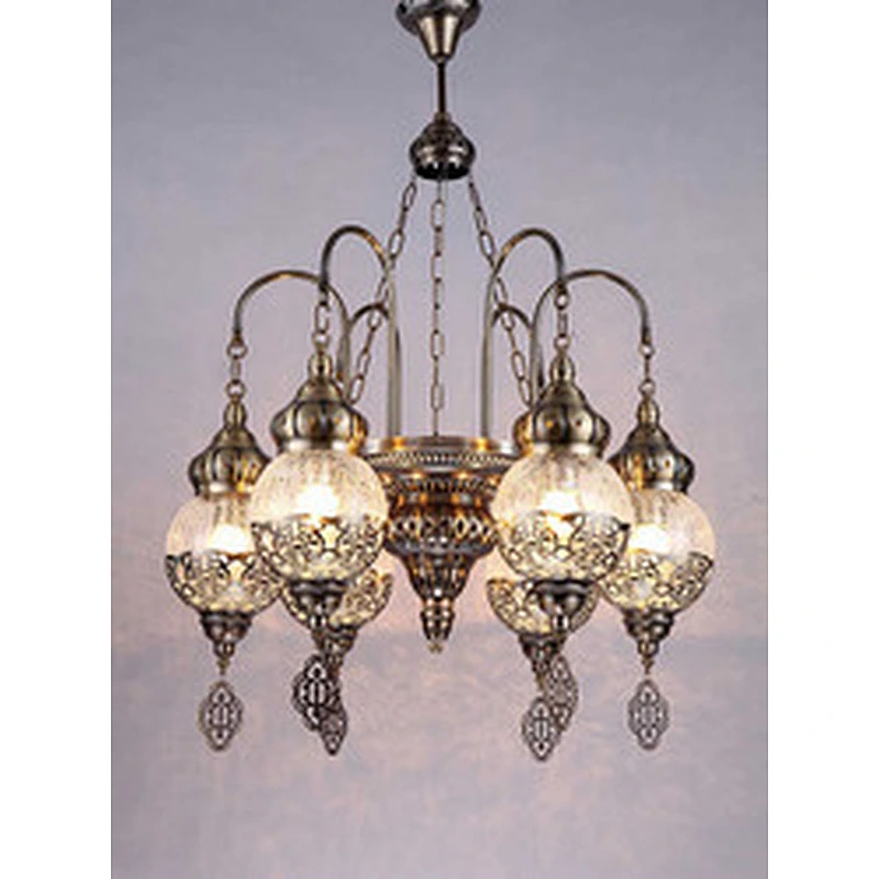 Featured glass lampshade hotel chandelier handmade iron hollow chandelier Morocco style chandeliers&pendant lights