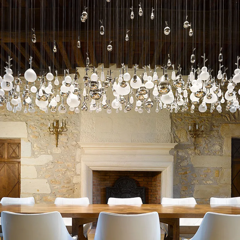 Modern round glass chandeliers&pendants hotel lobby lounge engineering custom design hotel decorative lighting