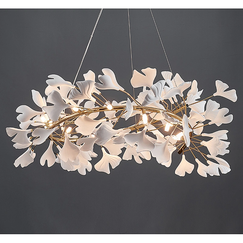 New ceramic ginkgo leaves living room dining room staircase chandelier hotel lobby custom chandelier