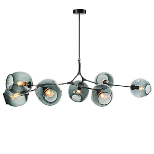 Nordic Modern Copper Arm Glass Ball Led Chandelier Pendant Light Livingroom