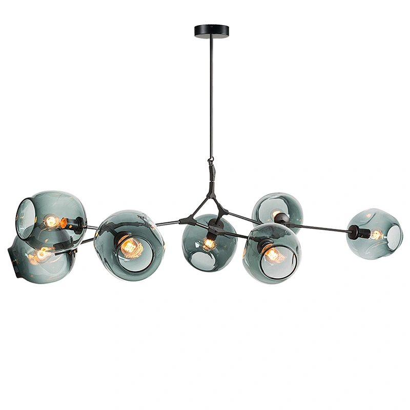 Nordic Modern Copper Arm Glass Ball Led Chandelier Pendant Light Livingroom