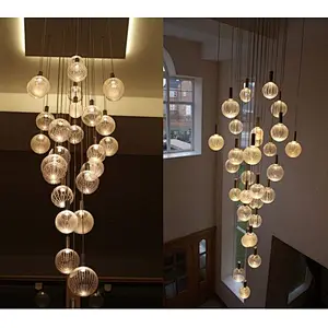 OEM ODM Alibaba Duplex Building Lobby Chandelier Villa Spiral Staircase Pendant Light Glass Lamp