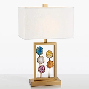 Decorative agate black fabric bedside table lamps