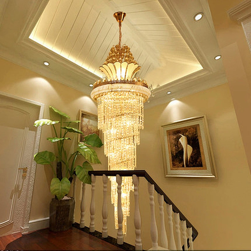 European style LED Crystal Hotel lobby chandeliers luxury villa staircase chandeliers