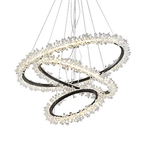 Nordic modern simple crystal chandelier ring chandelier duplex building living room bedroom art dining room light luxury model r
