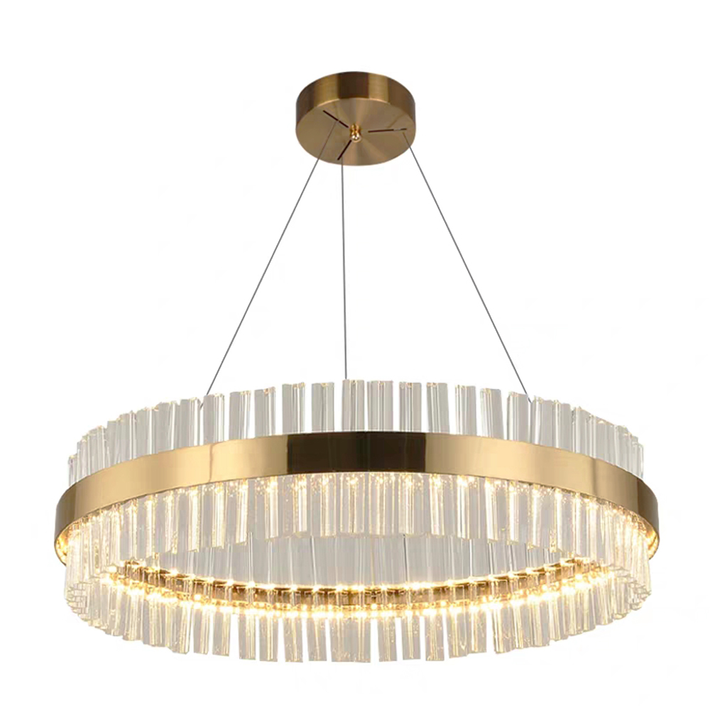 Modern simple and fashionable living room dining room bedroom ring crystal Fish line pendant lamp