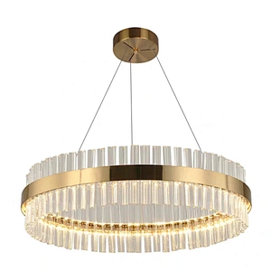 Modern simple and fashionable living room dining room bedroom ring crystal Fish line pendant lamp