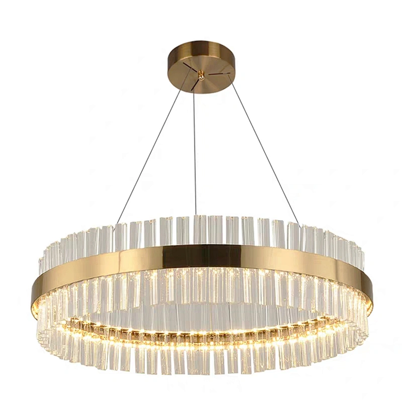 Modern simple and fashionable living room dining room bedroom ring crystal Fish line pendant lamp