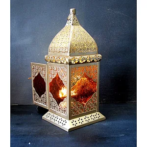 Simple restaurant atmosphere Islamic style iron table lamp custom hotel glass Moroccan table lamp