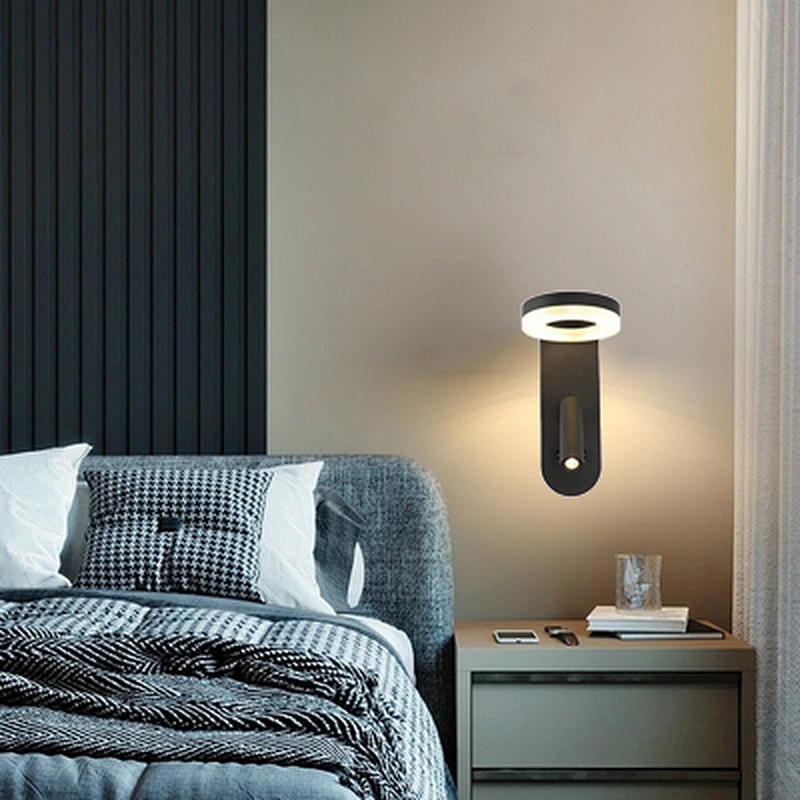 Nordic Hotel Bedside Reading Lamp Double Control Led Wall Lamp Customized Hotel Decor Can Rotate Eye Protection Reading Light