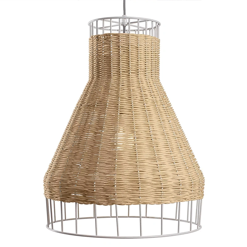 Modern nordic loft dining wicker rattan woven cage ceiling chandelier