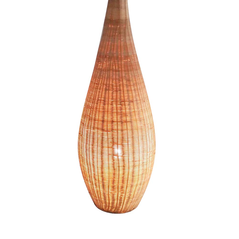 Bowling shape hotel decorative natural rattan standing floor lamp