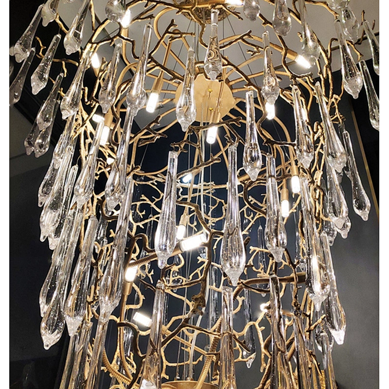 Modern custom designed hotel lobby branch glass chandeliers luxury villa staircase chandeliers