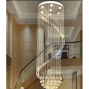 Modern Spiral Beaded String Hanging Luxury  K9 Crystal Chandelier Pendant Lighting