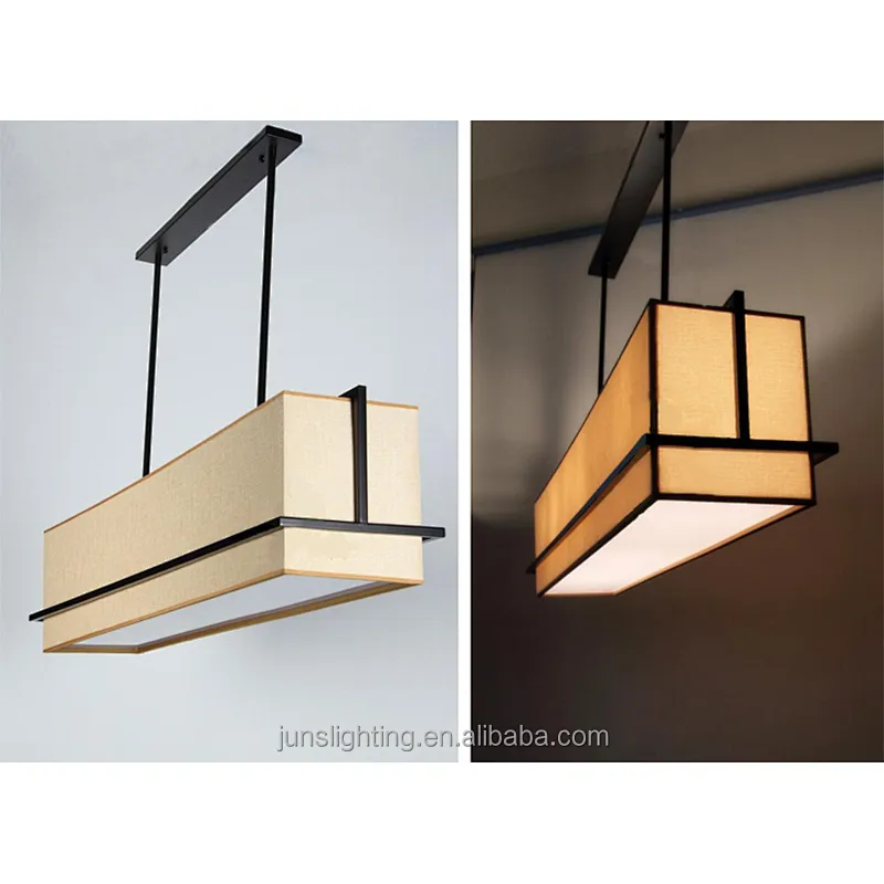 European rectangular linen fabric shade pendant lamp chandeliers & pendant lights