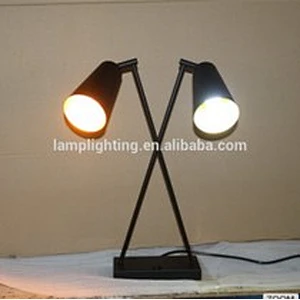 Adjustable Double Heads Black Bedside Reading Desk Lamp Led Table Lamps