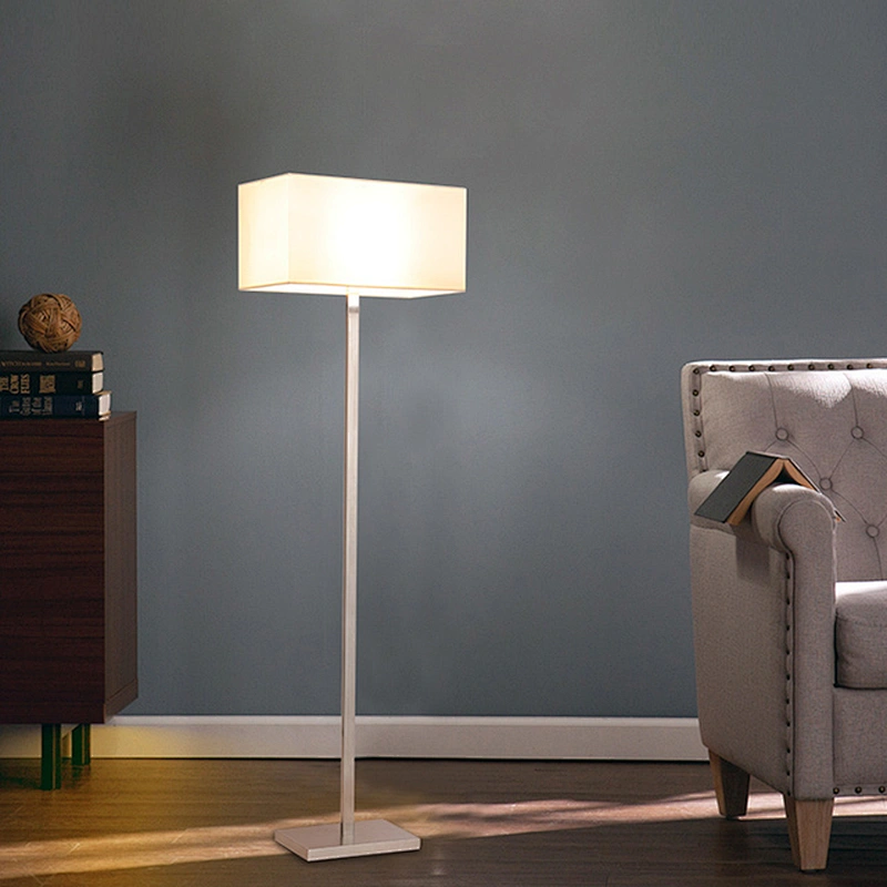 Modern nordic  rectangular fabric shade iron base creative Interior light floor lamp
