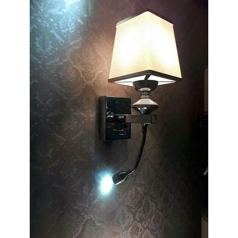 Country style single fabric shade wall lamp Living Room bedroom wall lamps