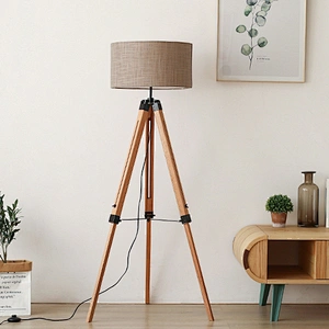 Contemporary hotel living room adjustable wooden tripod standing floor lamp