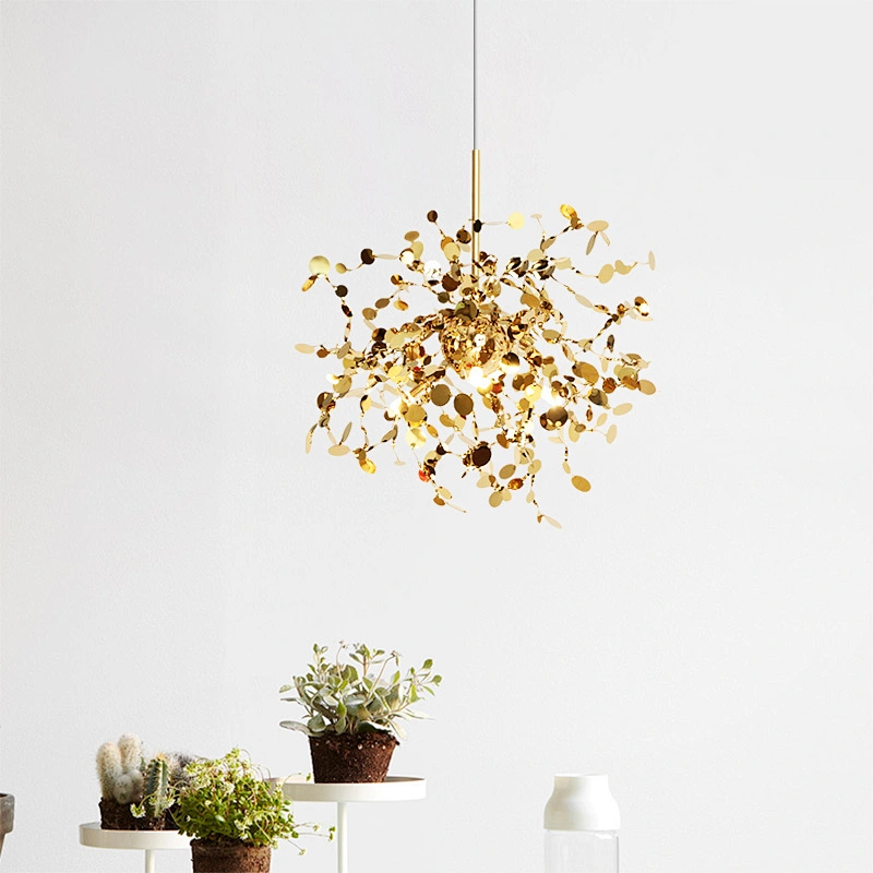 Modern design hotel restaurant living room decorative lighting stainless steel led ceiling chandelier