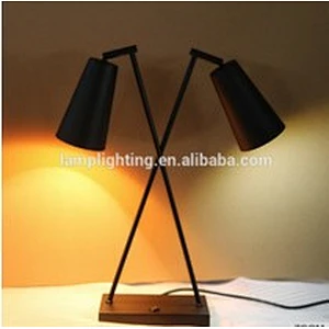 Adjustable Double Heads Black Bedside Reading Desk Lamp Led Table Lamps
