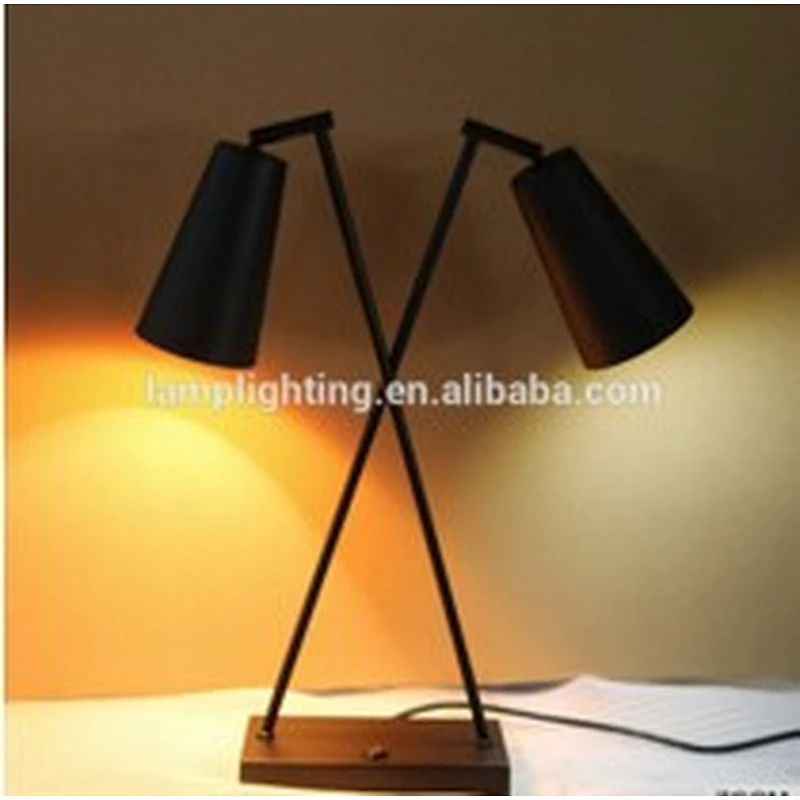 Adjustable Double Heads Black Bedside Reading Desk Lamp Led Table Lamps