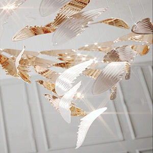 Modern designer custom glazed white feather hotel chandeliers villa ceiling decoration hanging ornaments chandeliers&lighting