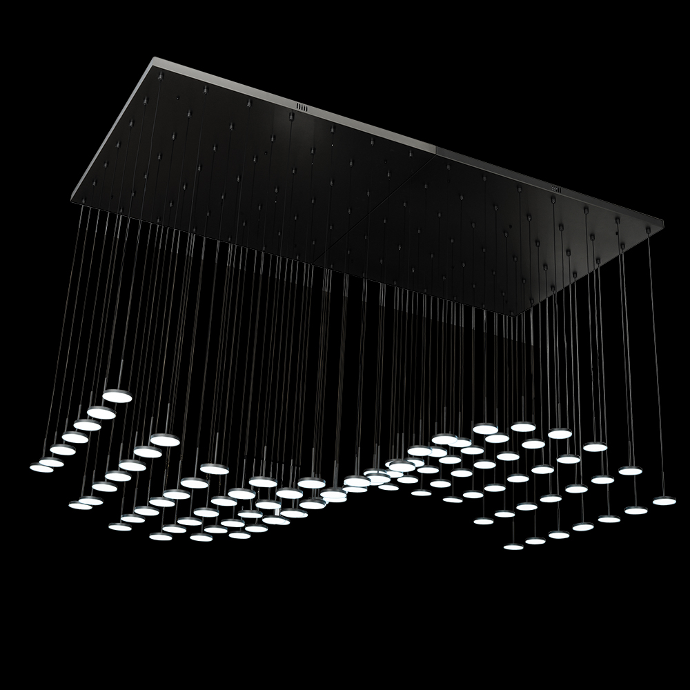 Modern pendant lighting chandeliers large hotel dining room black long led ceiling chandelier