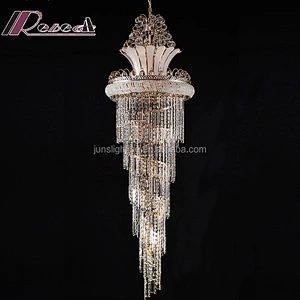 Modern hotel unique K9 crystal chandelier staircase pendant lamp