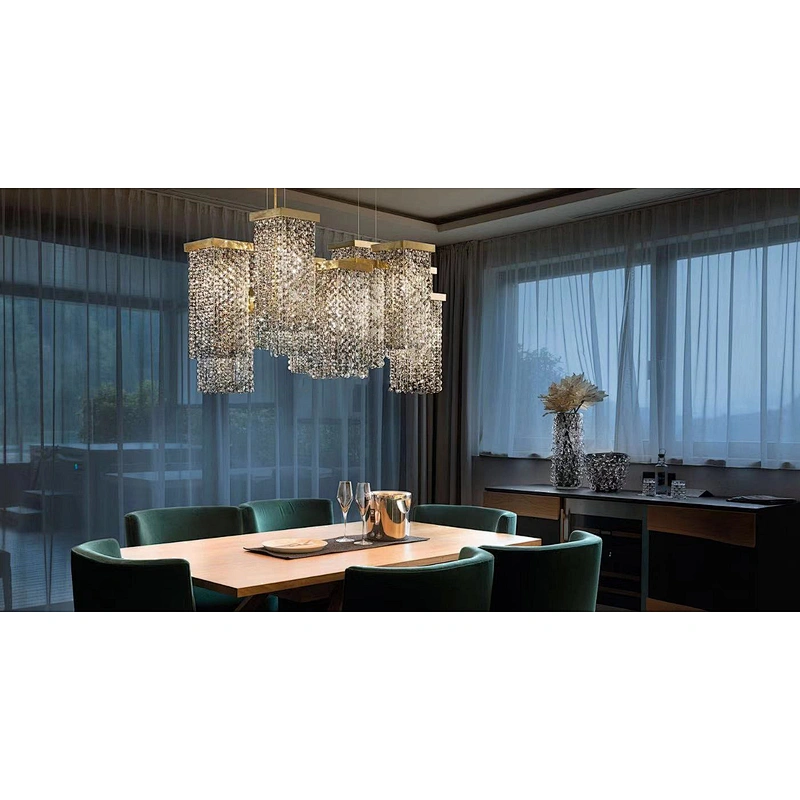 Luxury Crystal Restaurant Chandelier Bar Creative Personality Rectangular Irregular Modern Crystal Chandelier